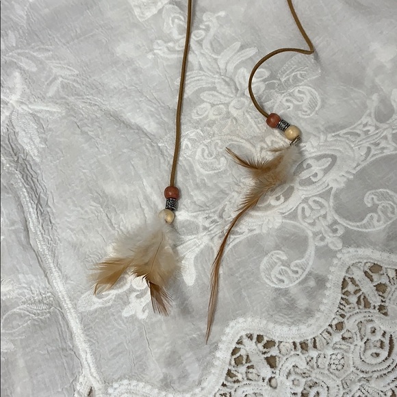 BoHo chic crocheted Fringed with feathered tie - Picture 6 of 8